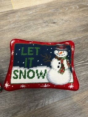 Let it snow snowman needle point pillow